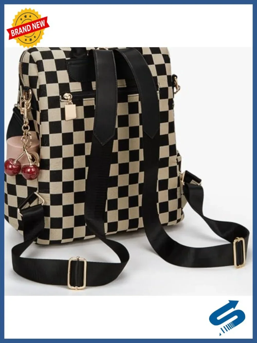 Checkered Canvas Backpack Purse for Women Laptop Backpack Work College